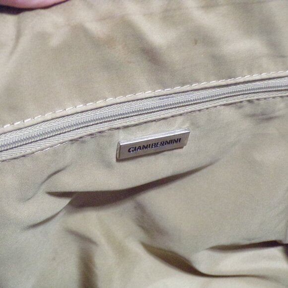 Gianibernini Teal & Beige Handbag Leather with Silver Accents - Picture 7 of 9